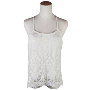 ACK Ivory Lace Overlay Racerback Tank Top Style ACK757 Size M